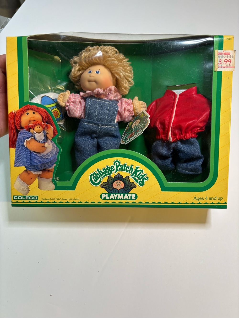 Cabbage Patch Kids Playmate Blonde Doll with Pink Top and Denim Overalls